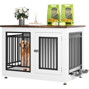 image:imageYITAHOME 60 Dog Crate Furniture with Removable Divider amp Storage Drawers  Double Door Kennel with Locks for Medium and Large Dogs Multifunctional Dog Crate End Table Light BeigeWhite