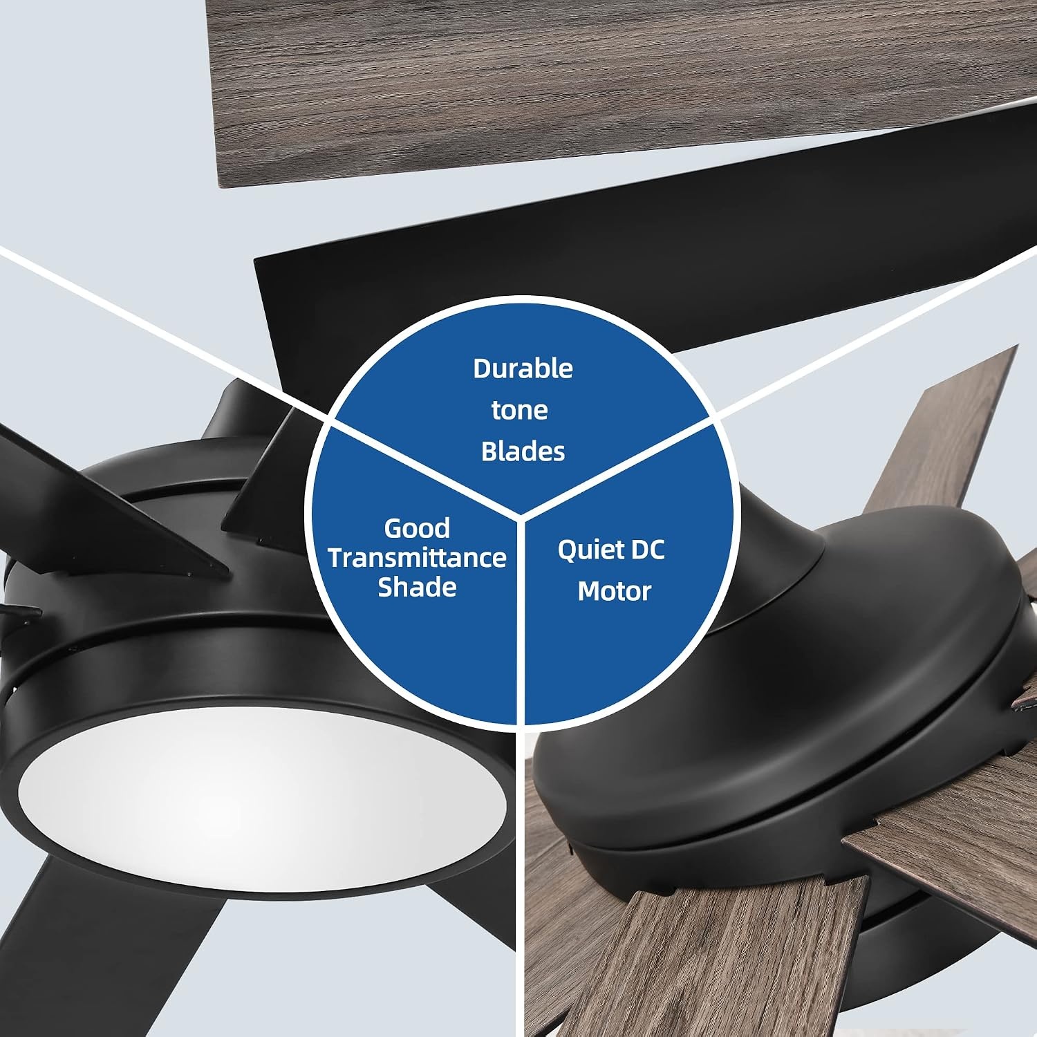image:imageYITAHOME 60 Inch Black Ceiling Fan with Light and Remote DC Fanlight for Indoor Outdoor Modern Light Fan with 6 Speeds 3 Color Temperatures Memory Function Quiet Reversible Motor TLCFLS0014
