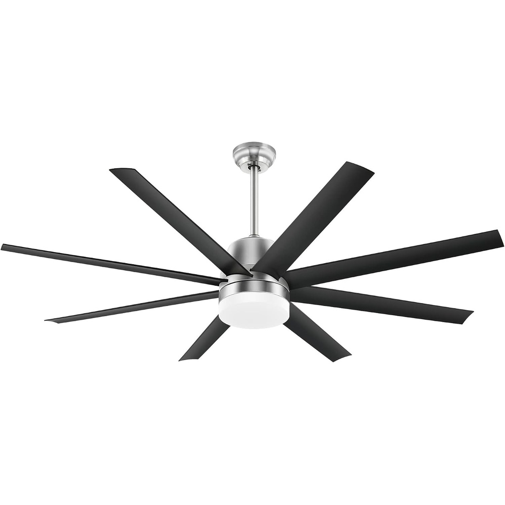 image:imageYITAHOME Black Ceiling Fans 60 Inch with Lights and Remote Modern Fan Indoor Outdoor with Quiet Reversible 6 Speeds Motor Dimmable LED 3 Color Memory Function for Bedroom Living Room Patio Chrome