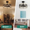 image:imageYITAHOME 20 Caged Ceiling Fan with Lights Remote Control Farmhouse Industrial Ceiling Fan Light Fixture Reversible Motor 6 Speeds Timer for Living Room Bedroom Kitchen Black amp Oak