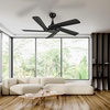 image:imageYITAHOME 52 Inch Black Ceiling Fan without Light Solid Wood Blades Modern Ceiling Fan with Remote Ceiling Fans with Reversible DC Motor For Indoor Outdoor Memory Function