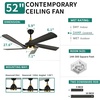 image:imageYITAHOME 52 Inch Black Gold Ceiling Fan with lights Remote Control Dimmable 3Color LED with Solid Wood Fan Blades Modern Ceiling Fan for Indoor Outdoor with Reversible Quiet Motor