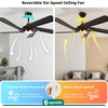 image:imageYITAHOME 52 Inch Black Gold Ceiling Fan with lights Remote Control Dimmable 3Color LED with Solid Wood Fan Blades Modern Ceiling Fan for Indoor Outdoor with Reversible Quiet Motor