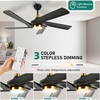 image:imageYITAHOME 52 Inch Black Gold Ceiling Fan with lights Remote Control Dimmable 3Color LED with Solid Wood Fan Blades Modern Ceiling Fan for Indoor Outdoor with Reversible Quiet Motor
