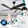 image:imageYITAHOME 52 Inch Black Gold Ceiling Fan with lights Remote Control Dimmable 3Color LED with Solid Wood Fan Blades Modern Ceiling Fan for Indoor Outdoor with Reversible Quiet Motor