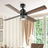 image:imageYITAHOME 52 Inch Farmhouse Ceiling Fans with Light and Wall Switch Remote Industrial Outdoor Fan with Clear Glass 2 Bulbs Quiet Reversible Motor for Bedroom Living Room Patio Indoor