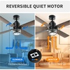 image:imageYITAHOME 52 Inch Farmhouse Ceiling Fans with Light and Wall Switch Remote Industrial Outdoor Fan with Clear Glass 2 Bulbs Quiet Reversible Motor for Bedroom Living Room Patio Indoor