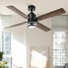 image:imageYITAHOME 52 Inch Farmhouse Ceiling Fans with Light and Wall Switch Remote Industrial Outdoor Fan with Clear Glass 2 Bulbs Quiet Reversible Motor for Bedroom Living Room Patio Indoor