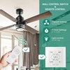 image:imageYITAHOME 52 Inch Farmhouse Ceiling Fans with Light and Wall Switch Remote Industrial Outdoor Fan with Clear Glass 2 Bulbs Quiet Reversible Motor for Bedroom Living Room Patio Indoor