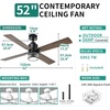 image:imageYITAHOME 52 Inch Farmhouse Ceiling Fans with Light and Wall Switch Remote Industrial Outdoor Fan with Clear Glass 2 Bulbs Quiet Reversible Motor for Bedroom Living Room Patio Indoor