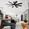 image:imageYITAHOME 60 Inch Black Ceiling Fan with Light and Remote DC Fanlight for Indoor Outdoor Modern Light Fan with 6 Speeds 3 Color Temperatures Memory Function Quiet Reversible Motor TLCFLS0014