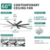 image:imageYITAHOME Black Ceiling Fans 60 Inch with Lights and Remote Modern Fan Indoor Outdoor with Quiet Reversible 6 Speeds Motor Dimmable LED 3 Color Memory Function for Bedroom Living Room Patio Chrome