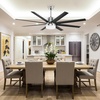 image:imageYITAHOME Black Ceiling Fans 60 Inch with Lights and Remote Modern Fan Indoor Outdoor with Quiet Reversible 6 Speeds Motor Dimmable LED 3 Color Memory Function for Bedroom Living Room Patio Chrome