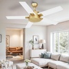 image:imageYITAHOME Ceiling Fan with Wall Switch Remote 52 Inch Modern White Gold Ceiling Fan No Lights Quiet Reversible Motor Indoor Outdoor Ceiling Fan for Bedroom Living Room Patio Porch Gazebo  Wall Switch Remote No Lights Quiet Reversible Motor Indoor for Bedroom Living Room PorchWhite  Gold
