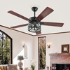 image:imageYITAHOME Ceiling Fans with Light and Wall Switch Remote 52 Inch Modern Farmhouse Outdoor Fan with 2 Bulbs Clear Crystal Glass Quiet Reversible Motor for Bedroom Patio Indoor Black amp Walnut