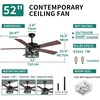 image:imageYITAHOME Ceiling Fans with Light and Wall Switch Remote 52 Inch Modern Farmhouse Outdoor Fan with 2 Bulbs Clear Crystal Glass Quiet Reversible Motor for Bedroom Patio Indoor Black amp Walnut