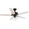 image:imageYITAHOME Farmhouse Ceiling Fan with Light and Remote 52 Inch Outdoor Fan Ceiling with Clear Seeded Glass Light Kit Quiet Reversible Motor 3 Speed Timer Oak and BlackBlack