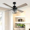 image:imageYITAHOME Farmhouse Ceiling Fans with Light and Wall Switch Remote 52 Inch Industrial Outdoor Fan with 3 Bulbs Clear Glass Quiet Reversible Motor for Bedroom Living Room Patio Indoor Matte Black