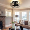 image:imageYITAHOME Low Profile Caged Ceiling Fans with Lights Remote Control 15 Small Flush Mount Industrial Fan Farmhouse Ceiling Fan with 3 Led Bulbs for Living Room Bedroom Kitchen Dining Room Black