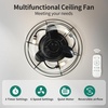 image:imageYITAHOME Low Profile Caged Ceiling Fans with Lights Remote Control 15 Small Flush Mount Industrial Fan Farmhouse Ceiling Fan with 3 Led Bulbs for Living Room Bedroom Kitchen Dining Room Black
