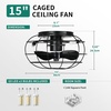 image:imageYITAHOME Low Profile Caged Ceiling Fans with Lights Remote Control 15 Small Flush Mount Industrial Fan Farmhouse Ceiling Fan with 3 Led Bulbs for Living Room Bedroom Kitchen Dining Room Black