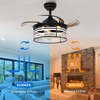 image:imageYITAHOME Retractable Ceiling Fan with Lights and Remote 36 Farmhouse Caged Industrial Invisible Enclosed Fan with Quiet DC Reversible Motor 6Speeds 3 Bulbs for Patio Kitchen Bedroom Living Room