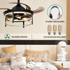 image:imageYITAHOME Retractable Ceiling Fan with Lights and Remote 36 Farmhouse Caged Industrial Wood Invisible Enclosed Fan with Quiet DC Reversible Motor 6Speeds 3 Bulbs for Kitchen Bedroom Living Room
