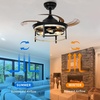 image:imageYITAHOME Retractable Ceiling Fan with Lights and Remote 36 Farmhouse Caged Industrial Wood Invisible Enclosed Fan with Quiet DC Reversible Motor 6Speeds 3 Bulbs for Kitchen Bedroom Living Room