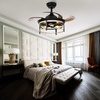 image:imageYITAHOME Retractable Ceiling Fan with Lights and Remote 36 Farmhouse Caged Industrial Wood Invisible Enclosed Fan with Quiet DC Reversible Motor 6Speeds 3 Bulbs for Kitchen Bedroom Living Room