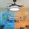image:imageYITAHOME Retractable Ceiling Fan with Lights and Remote 42 Inch Crystal Chandelier Invisible Fan with Memory Function 3 Colors Changing 6Speed Quiet Motor  Black