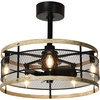 image:imageYITAHOME 20 Caged Ceiling Fan with Lights Remote Control Farmhouse Industrial Ceiling Fan Light Fixture Reversible Motor 6 Speeds Timer for Living Room Bedroom Kitchen Black amp Oak