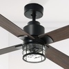 image:imageYITAHOME 52 Inch Farmhouse Ceiling Fans with Light and Wall Switch Remote Industrial Outdoor Fan with Clear Glass 2 Bulbs Quiet Reversible Motor for Bedroom Living Room Patio Indoor