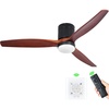 image:imageYITAHOME 60 Inch Low Profile Ceiling Fan with Light and Remote Wall Switch Flush Mount Fan with DC Motor 3 Colors Light Changing 6 Speed Reversible Airflow for OutdoorIndoor Black amp Walnut