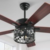 image:imageYITAHOME Ceiling Fans with Light and Wall Switch Remote 52 Inch Modern Farmhouse Outdoor Fan with 2 Bulbs Clear Crystal Glass Quiet Reversible Motor for Bedroom Patio Indoor Black amp Walnut