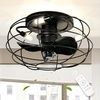 image:imageYITAHOME Low Profile Caged Ceiling Fans with Lights Remote Control 15 Small Flush Mount Industrial Fan Farmhouse Ceiling Fan with 3 Led Bulbs for Living Room Bedroom Kitchen Dining Room Black