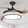 image:imageYITAHOME Retractable Ceiling Fan with Lights and Remote 42 Inch Crystal Chandelier Invisible Fan with Memory Function 3 Colors Changing 6Speed Quiet Motor  Black