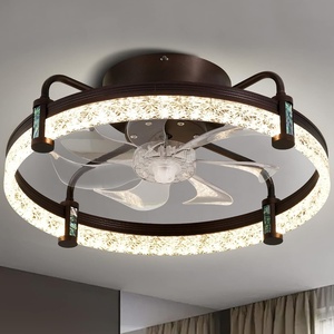 image:imageYITAHOME 20 Ceiling Fan with Lights Low Profile Flush Mount Ceiling Fan Enclosed Bladeless Fan with Quiet Reversible DC Motor 6 Speeds for BedroomLiving Room Kitchen Indoor Brown
