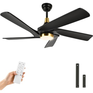 image:imageYITAHOME 52 Inch Black Gold Ceiling Fan with lights Remote Control Dimmable 3Color LED with Solid Wood Fan Blades Modern Ceiling Fan for Indoor Outdoor with Reversible Quiet Motor