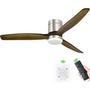image:imageYITAHOME 52 Inch Low Profile Ceiling Fan with Light and Remote Wall Switch Flush Mount Fan with DC Motor 3 Colors Light Changing 6 Speed Reversible Airflow for OutdoorIndoor Sliver amp Walnut