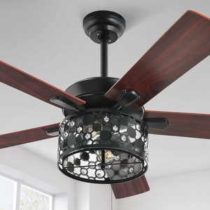 image:imageYITAHOME Ceiling Fans with Light and Wall Switch Remote 52 Inch Modern Farmhouse Outdoor Fan with 2 Bulbs Clear Crystal Glass Quiet Reversible Motor for Bedroom Patio Indoor Black amp Walnut