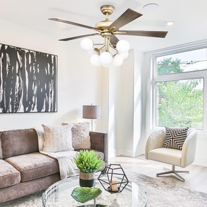 image:imageYITAHOME Modern Ceiling Fan with Sputnik Light Fixture and Remote 52 Inch Indoor Fan Ceiling with Quiet Reversible Motor 3 Speeds DualSided Blades Timer  Gold TLCFLS0011