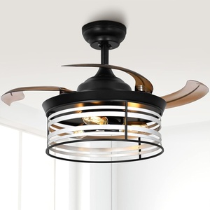 image:imageYITAHOME Retractable Ceiling Fan with Lights and Remote 36 Farmhouse Caged Industrial Invisible Enclosed Fan with Quiet DC Reversible Motor 6Speeds 3 Bulbs for Patio Kitchen Bedroom Living Room