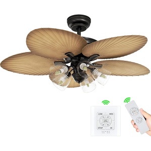 image:imageYITAHOME Tropical Ceiling Fans with Light and Remote Wall Switch 52 Inch Palm Leaf Fanlight with Clear Seeded Glass Light Kit 3 Speed 4 Timer Silent Reversible Motor  Sandstone and Black