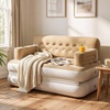 image:imageYITAHOME Queen Size Air Sofa Bed Mattress with Headboard and Pump  Brown  2in1 Convertible Bed amp Couch Armrest Cup Holders amp Storage Pouch 79x60 Air Mattress for Home Camping Guests
