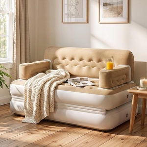 image:imageYITAHOME Queen Size Air Sofa Bed Mattress with Headboard and Pump  Brown  2in1 Convertible Bed amp Couch Armrest Cup Holders amp Storage Pouch 79x60 Air Mattress for Home Camping Guests
