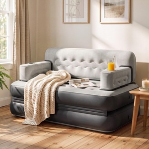 image:imageYITAHOME Queen Size Air Sofa Bed Mattress with Headboard and Pump  Gray  2in1 Convertible Bed amp Couch Armrest Cup Holders amp Storage Pouch 79x60 Air Mattress for Home Camping Guests