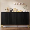 image:imageYITAHOME Sideboard Buffet Buffet Cabinet Storage Credenza wAdjustable Shelf Wine Glass Holder Drawers Modern White amp Gold Dresser 300 lbs Capacity for Living Room Kitchen Dining RoomStripes