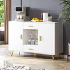 image:imageYITAHOME Sideboard Buffet Buffet Cabinet Storage Credenza wAdjustable Shelf Wine Glass Holder Drawers Modern White amp Gold Dresser 300 lbs Capacity for Living Room Kitchen Dining RoomModern