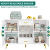 image:imageYITAHOME Sideboard Buffet Buffet Cabinet Storage Credenza wAdjustable Shelf Wine Glass Holder Drawers Modern White amp Gold Dresser 300 lbs Capacity for Living Room Kitchen Dining RoomModern
