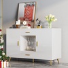 image:imageYITAHOME Sideboard Buffet Buffet Cabinet Storage Credenza wAdjustable Shelf Wine Glass Holder Drawers Modern White amp Gold Dresser 300 lbs Capacity for Living Room Kitchen Dining RoomModern